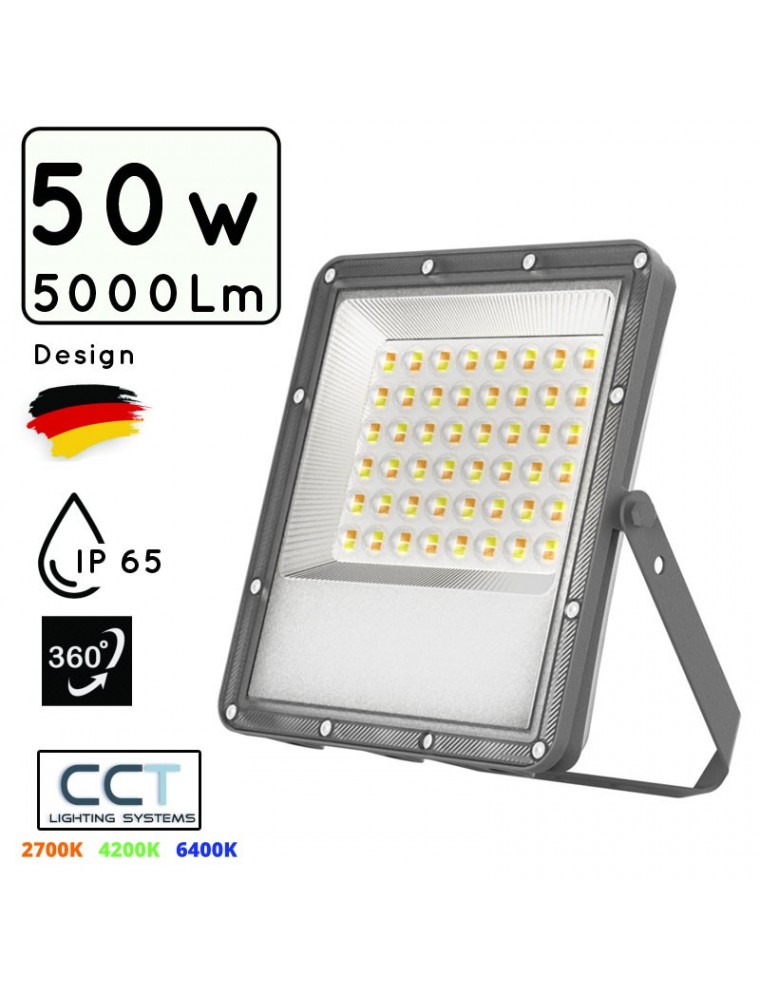 PROYECTOR LED CCT 50W ALUMINIO PLATINIUM  3000-400