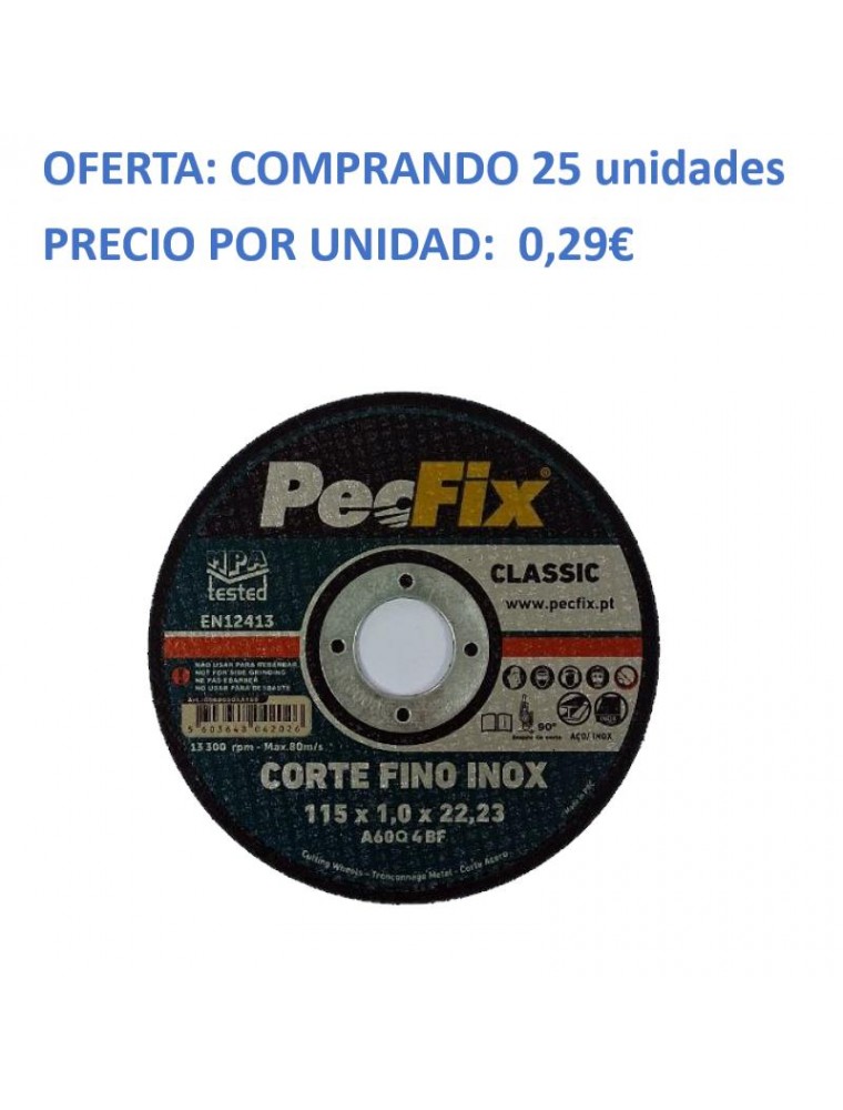 DISCO CORTE FINO INOXIDABLE 115x1